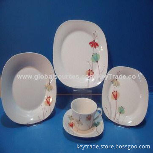 Fine Porcelain 20pcs Dinner Set in Square Shape, with Decal